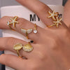 18K Gold-Plated Stainless Steel Zircon Starfish Ring test