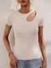 Cutout Round Neck Short Sleeve Knit Top test