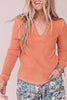 V Neck Ribbed Stitched Detail Long Sleeve Top test