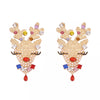 Christmas Reindeer Earrings with Colorful Rhinestones test