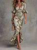 Floral Ruched High-Low Midi Dress test