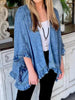 Full Size Ruffled Edge Open Front Denim Jacket Plus Size test