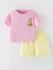 Children's Floral Print Short Sleeve T-Shirt & Shorts Set