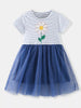 Children's Striped Sequin Flower Tulle Dress test