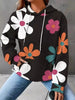 Floral Print Textured Drawstring Hoodie
