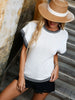 Contrast Round Neck Short Sleeve Knit Top test