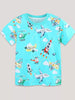 Children's Airplane & Rocket Print Crew Neck Short Sleeve T-Shirt test