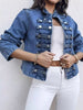 Decorative Button Cropped Denim Jacket test