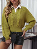 Cable-Knit Collared Neck Faux Layered Sweater test