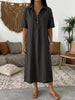Full Size Button Detail Short Sleeve Midi Shirt Dress Plus Size test