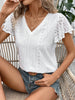Eyelet V-Neck Flutter Sleeve Blouse test