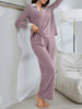 Ribbed Knit Polo Collar Top and Pants Lounge Set test