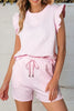 Bow Jacquard Ruffle Cap Sleeve Top and Shorts Set test