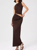 Asymmetrical Ruched Knit Top and Skirt Set test