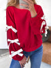 Contrast Bow Round Neck Long Sleeve Sweatshirt test