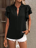 Ruffled Notched Short Sleeve Blouse test