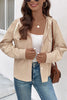 Perfee Ribbed Button Up Drawstring Hooded Jacket test