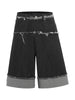 Men's Raw Hem Denim Bermuda Shorts with Contrast Cuffs test