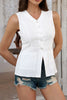 Devine Button Down V-Neck Sleeveless Top test