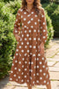 Polka Dot Button Front Long Sleeve Shift Dress test