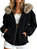 Full Size Faux Fur Hood Zip-Up Hoodie Plus Size test