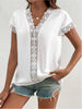 Lace Detail V-Neck Cap Sleeve Blouse test