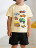 Children's Vehicle Print Crew Neck Short Sleeve T-Shirt test