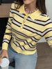 Striped Polo Collar Knit Top test
