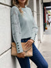 Elegant Floral Lace Sleeve Waffle Knit Top test