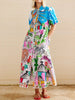 Button Down Tropical Short Sleeve Shirt Dress test