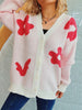 Flower Button Down V-Neck Long Sleeve Cardigan test