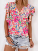 Multicolour Floral Ruffled Sleeve V Neck Summer Blouse test