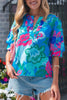 Floral Print V Neck Half Sleeve Blouse
