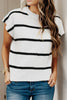 Striped Round Neck Cap Sleeve Sweater test