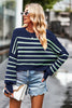 Striped Round Neck Drop Shoulder Slit Sweater test
