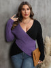 Plus Size Two-Tone Surplice Neck Sweater test