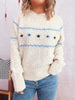 Ribbed Hem Flower Long Sleeve Sweater test