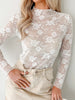 Sheer Floral Lace Mesh Mock Neck Long Sleeve Top test