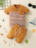 Children's Striped Button Detail Polo and Shorts Set test