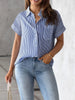 Full Size Striped Button-Up Casual Shirt with Pocket Plus Size test