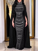 Rhinestone Slit Flare Sleeve Cape Maxi Dress test