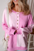 Color Block Half Button Long Sleeve Sweatshirt test