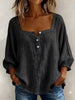Full Size Square Neck Button Detail Blouse Plus Size test