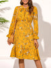 Ruffled Hem Floral Print Long Sleeve Dress test