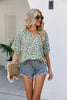 Leopard Notched Half Sleeve Blouse test
