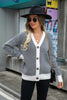 Angel Wings Striped V-Neck Dropped Shoulder Button-Up Cardigan test