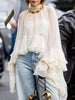 Ruffled Turtleneck Long Sleeve Blouse test