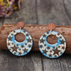 Cutout Star Print Wooden Dangle Earrings test