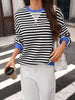 Contrast Trim Striped Crew Neck Sweatshirt test