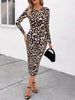 Leopard Print Long Sleeve Bodycon Midi Dress test